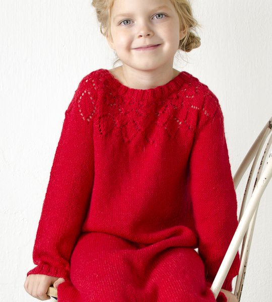 Free Knitting Pattern for a Girl’s Lace Yoke Dress