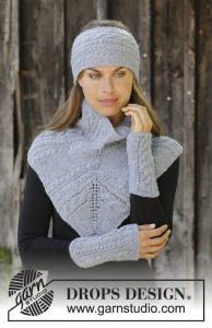 Free Knitting Pattern for a Headband, Neck Warmer Wrist Warmer Set.