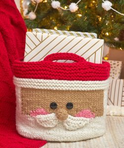 Free Knitting Pattern for a Jolly Santa Knit Basket