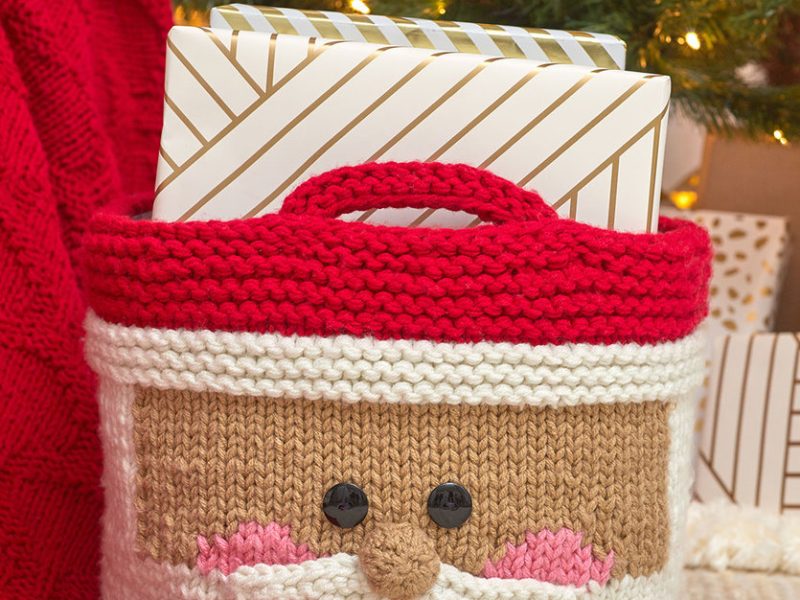 Free Knitting Pattern for a Jolly Santa Knit Basket