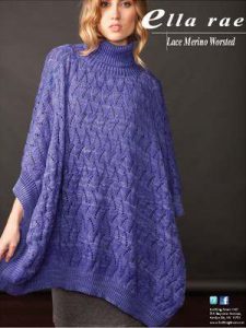 Free Knitting Pattern for a Lace Merino Worsted Poncho