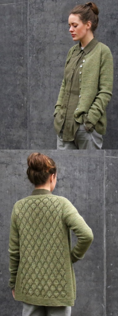 Free Knitting Pattern for a Lace Panel Cardigan