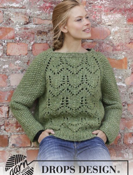 Free Knitting Pattern for a Lace Raglan Jumper