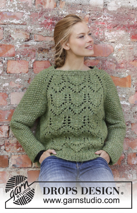 Free Knitting Pattern for Lace Raglan Jumper