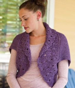 Free Knitting Pattern for a Lace Sophia Shrug