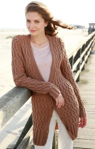 Free Knitting Pattern for a Long All Over Cable Cardigan