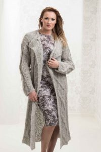 Free Knitting Pattern for a Long Cabled Alpaca Cardigan