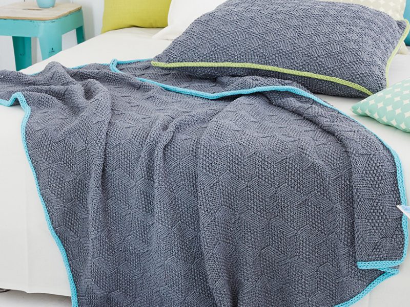 Free Knitting Pattern for a Textured Blanket & Pillow