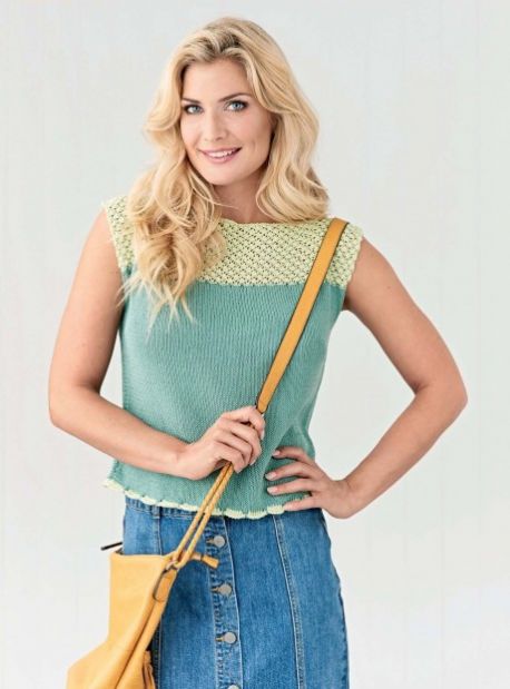 Free Knitting Pattern for an Easy Lace Topped T-Shirt