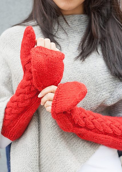 Free Knitting Patterns for Convertible Cable Mittens