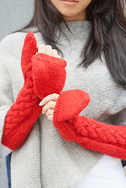 Free Knitting Patterns for Convertible Cable Mittens