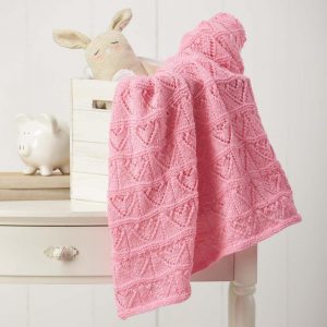 Free Baby Knitting Pattern for an Heart Themed Lace Baby Blanket