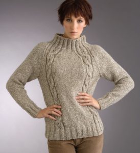 Free Knitting Pattern for Raglan Eyelet Cable Sweater