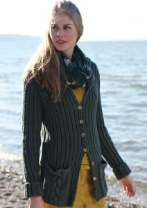 Free Knitting Pattern for Ribbed Cardigan with Pockets