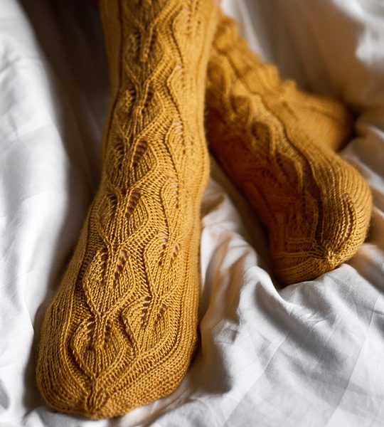 Free Knitting Pattern for Under the Birch Tree Lace Socks