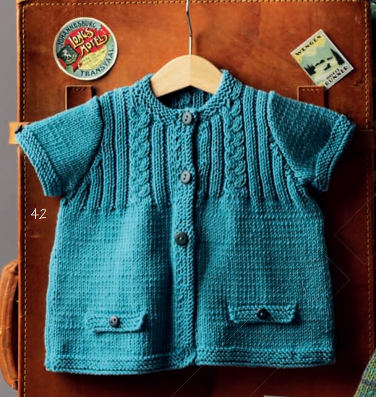 Free Knitting Pattern for a Baby Jacket with Short Sleeves