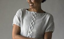 Free Knitting Pattern for a Cora Crop Top with Cables