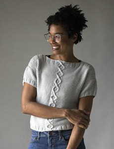 Free Knitting Pattern for a Cora Crop Top with Cables