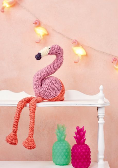 Free Knitting Pattern for a Fancy Flamingo Toy