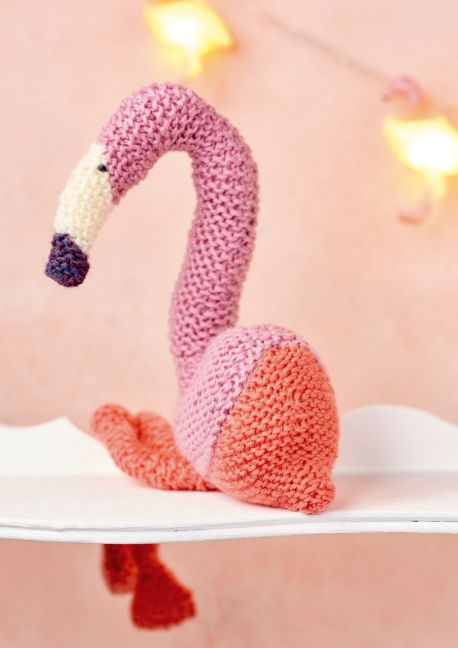 Free Knitting Pattern for a Fancy Flamingo Toy