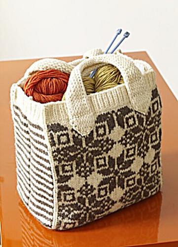 Free Knitting Pattern for a Felted Snowflake Tote