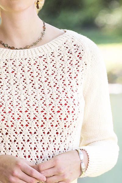 Free Knitting Pattern for a Fleurette Lace Pullover