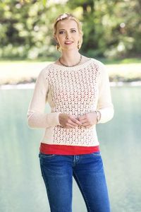 Free Knitting Pattern for a Fleurette Lace Pullover