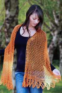 Free Knitting Pattern for a Lace Orange Crush Shawl 1
