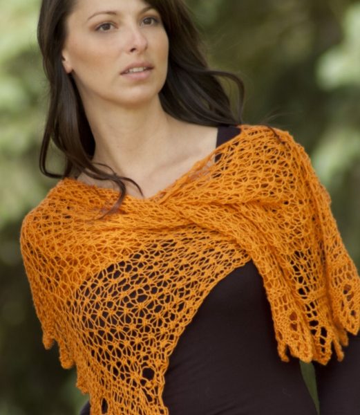 Free Knitting Pattern for a Lace Orange Crush Shawl