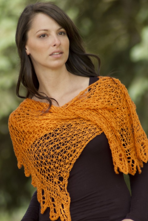 Free Knitting Pattern for a Lace Orange Crush Shawl