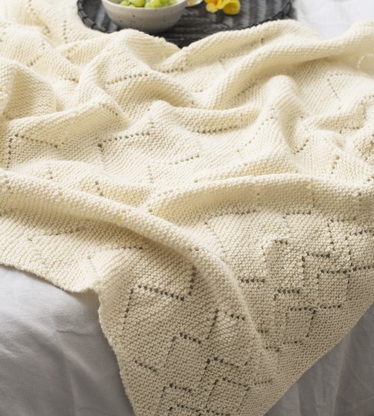 Free Knitting Pattern for a Lace and Garter Blanket