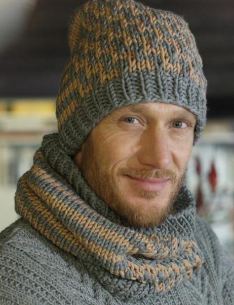 Free Knitting Pattern for a Men’s Beanie and Infinity Scarf