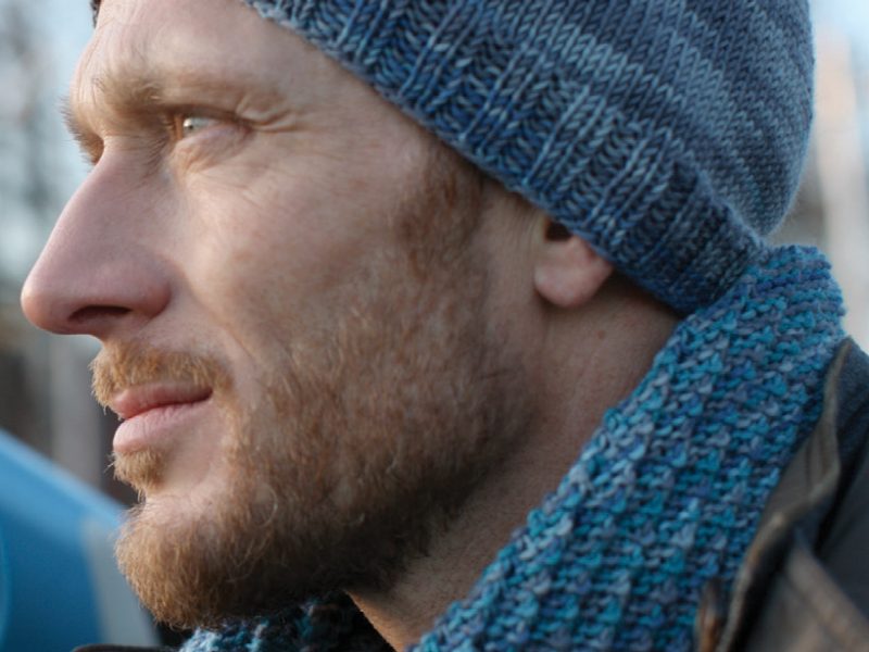 Free Knitting Pattern for a Men’s Hat and Infinity Scarf