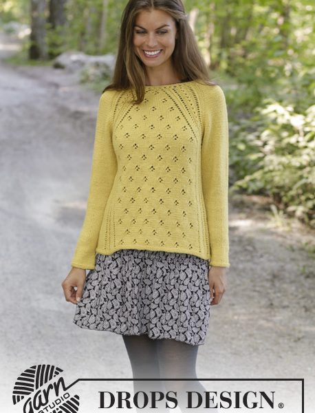Free Knitting Pattern for a Raglan Lace Sweater Canari
