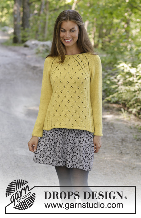 Free Knitting Pattern for a Raglan Lace Sweater Canari