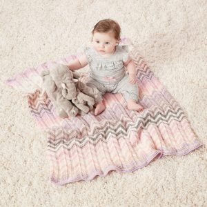 Free Knitting Pattern for a Shaded Chevrons Knit Baby Blanket