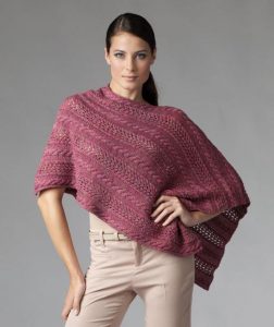 Free Knitting Pattern for a Shale Lace and Cable Poncho