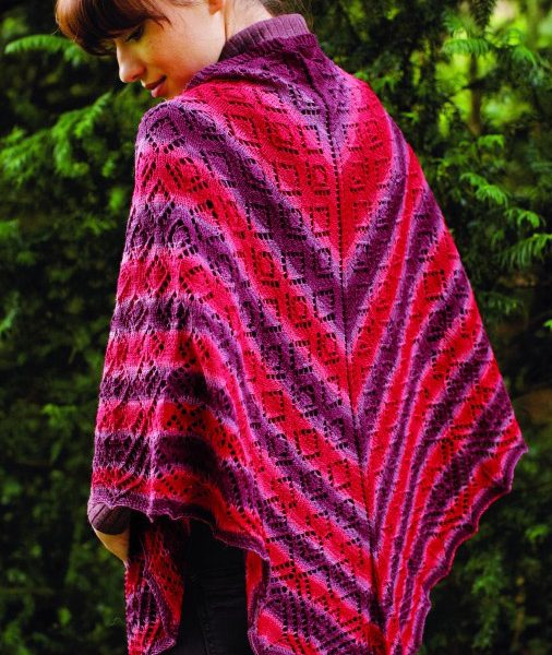 Free Knitting Pattern for a Triangular Diamond Lace Shawl