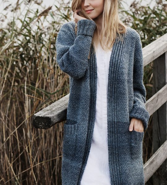 Free Knitting Pattern for a Women’s Long Cardigan with Pockets