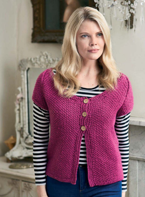 Free Knitting Pattern for a Women's Simple Cardigan