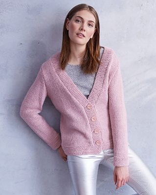Free Knitting Pattern for an Easy V-Neck Jacket - Knitting Bee