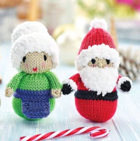 Free Knitting Pattern for Santa and Mrs Claus
