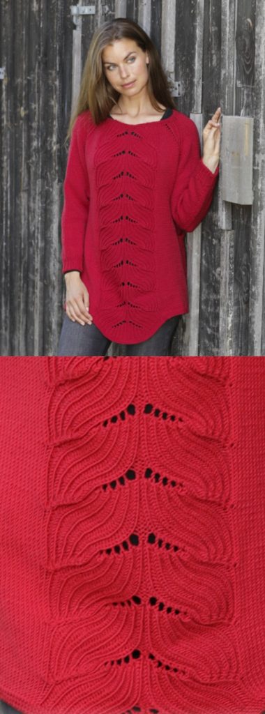 Free Knitting Pattern for a Lace Sweater Red Tulip