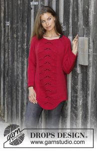 Free Knitting Pattern for a Lace Sweater Red Tulip