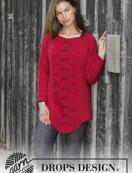 Free Knitting Pattern for a Lace Sweater Red Tulip
