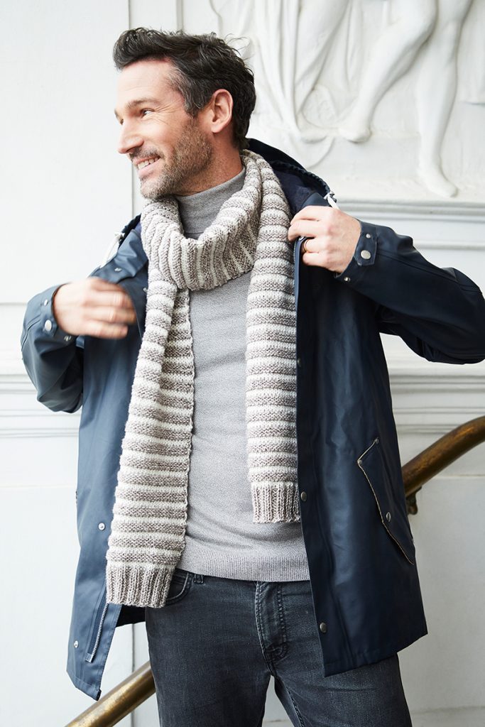 Free Knitting Pattern for an Easy Men's Scarf with Stripes