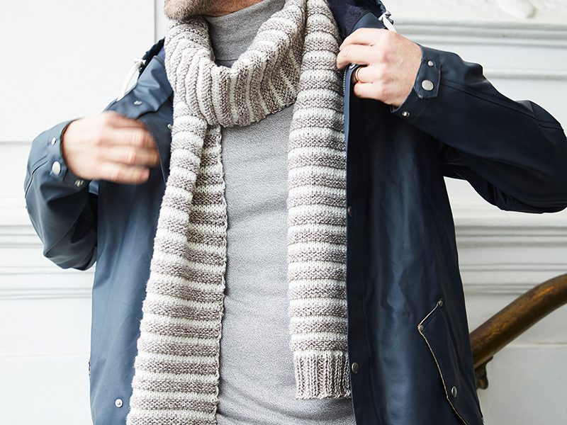 Free Knitting Pattern for an Easy Men’s Scarf with Stripes