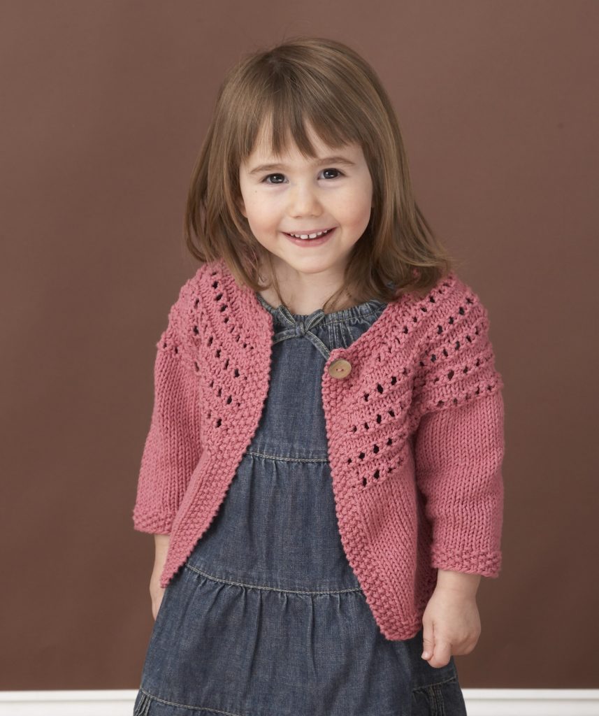 Free Knitting Patterns for Toddlers Eyelet Yoke Cardigan