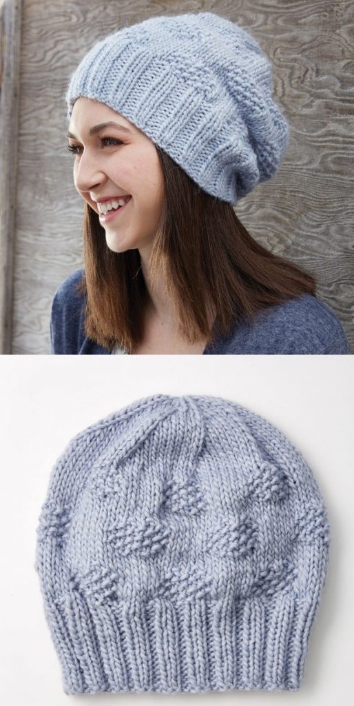 Easy slouchy hat knitting pattern straight needles