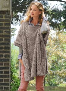 Free Knitting Pattern for a Cable and Texture Poncho